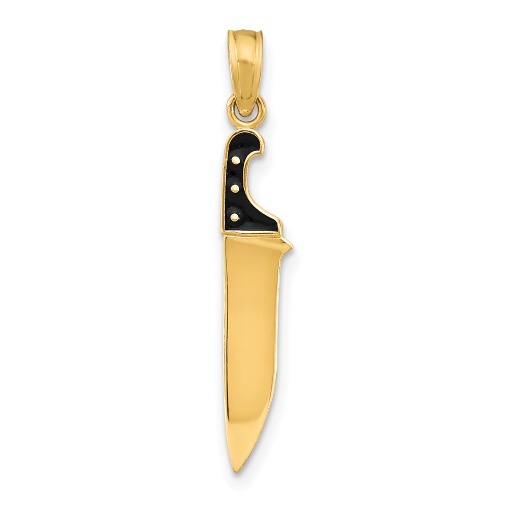 K7015.jpg 14K 3-D Black Enameled Butcher Knife Charm - Image 1