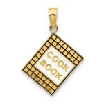 14K Black and White Enameled 3-D Cook Book Charm