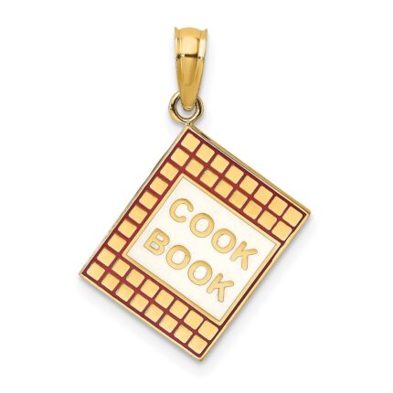 14K Red and White Enameled 3-D Cook Book Charm