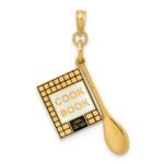 14K Black and White Enameled 3-D Cook Book and Spoon Charm - Image 4