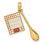 14K Red and White Enameled 3-D Cook Book and Spoon Charm - Image 4