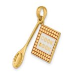 14K Red and White Enameled 3-D Cook Book and Spoon Charm - Image 5
