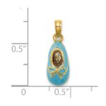 14k Blue Enameled 3-D Baby Shoe with Bow Pendant - Image 3