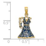 14K 3-D Blue Floral Enameled Dress with Moveable Dangle Shoe Charm - Image 3