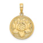 14K Enameled Om Symbol with Lotus Flower on Reverse Charm - Image 4