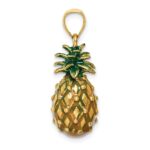 14K Green Enameled Polished 3-D Pineapple Charm - Image 2