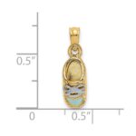 14K and White Rhodium 3-D Light Blue Enamel Baby Shoe Charm - Image 3