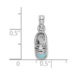 14K White Gold 3-D Light Blue Enamel Baby Shoe Charm - Image 3