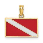 14K Dive Flag with Red and White Enamel Charm
