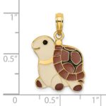 14K Brown, Tan and Black Enamel Cartoon Turtle Charm - Image 3