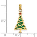 14K Enameled Green Christmas Tree with Red Star Charm - Image 3