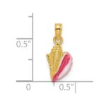 14k Textured Pink and White Enamel Conch Shell Pendant - Image 3