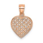 14K Rose Gold Cut-Out and Textured Woven Heart Charm