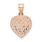 14K Rose Gold Cut-Out and Textured Woven Heart Charm - Image 4