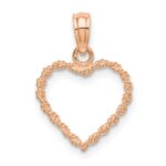 14K Rose Gold 3-D Polished Rope Heart Pendant - Image 4