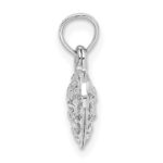 14K White Gold 3-D Diamond-cut Mini Puffed Heart Charm - Image 2