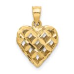 14K 3-D Diamond-cut Lattice Filigree Puffed Heart Charm - Image 4