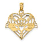 14K Polished and Beaded Claddagh In Heart Charm - Image 4
