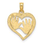 14K Cut-Out Double Hand Prints In Heart Charm - Image 4