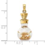 14K 3-D Gold Leaf In Glass Bottle Charm - Image 3