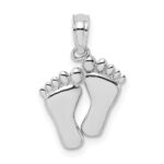 14K White Gold  Double Feet Hang Ten Style Charm