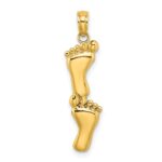 14K Polished Double Vertical Feet Charm