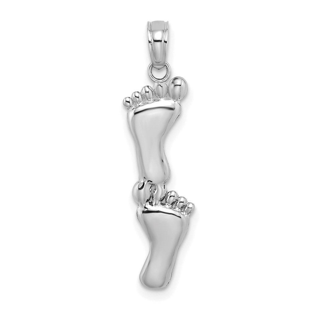 K7279W.jpg 14K White Gold Polished Double Vertical Feet Charm - Image 1