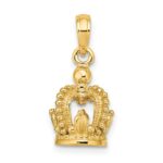 14K 3-D Polished Crown Charm