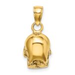 14K 3-D Polished Skull Pendant - Image 4