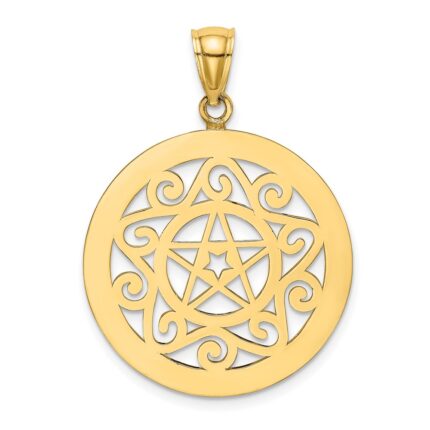 14K Tribal Star In Round Frame Charm