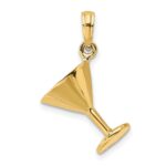 14K 3-D Polished Martini Glass Charm - Image 4