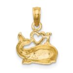 14K 2-D Polished I HEART Whale Charm - Image 3