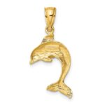 14K 2-D Polished Dolphin Jumping Charm - Image 4