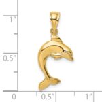 14K 2-D Polished Dolphin Jumping Charm - Image 3