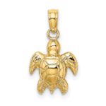 14K Textured Mini Sea Turtle Charm