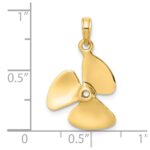 14K 3-D Polished Three Blade Propeller Charm - Image 3