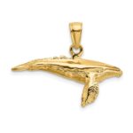 14K 3-D with Textured Underside Humpback Whale Charm - Image 3