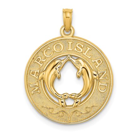 14K MARCO ISLAND Circle with Dolphins Charm
