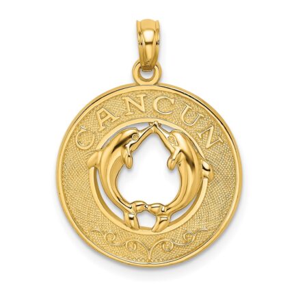 14K CANCUN with Dolphins Circle Charm