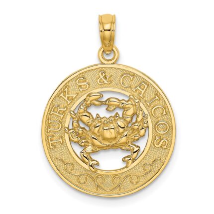 14K TURKS AND CAICOS Circle with Crab Charm