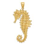 14K Large Textured 3-D Seahorse Charm