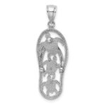 14K White Gold Triple Turtle Flip-Flop Charm - Image 4