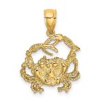 14K Textured Crab Charm