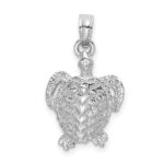 14K White Gold Textured Sea Turtle Charm