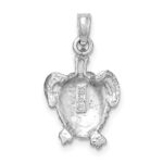 14K White Gold Textured Sea Turtle Charm - Image 4