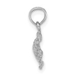 14K White Gold Textured Sea Turtle Charm - Image 2