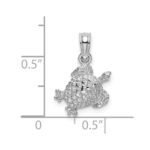 14K White Gold Textured Sea Turtle Charm - Image 3