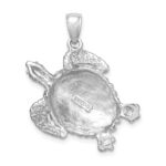 14K White Gold Textured Sea Turtle Charm - Image 4