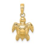 14K Textured Sea Turtle Charm