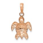 14K Rose Gold Textured Sea Turtle Charm - Image 4